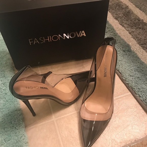 clear heels black bottom